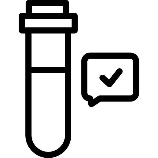 Blood tube blood sample laboratory tick icon