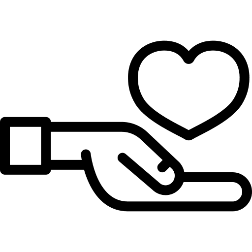 Hand hand give love heart icon