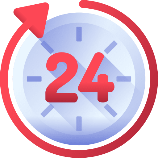 24 hours delivery help 24 hours support time and date icon