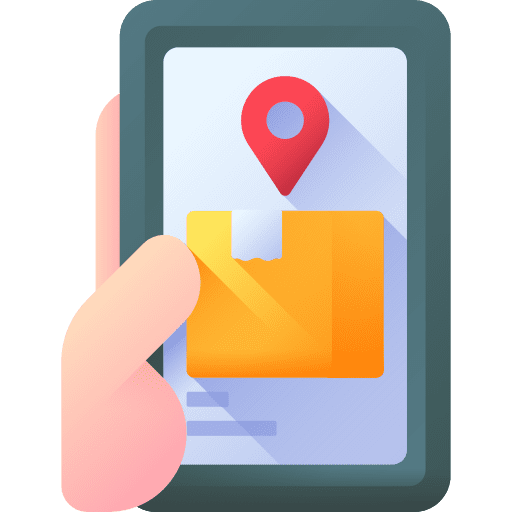 Tracking smartphone pickup delivery box icon