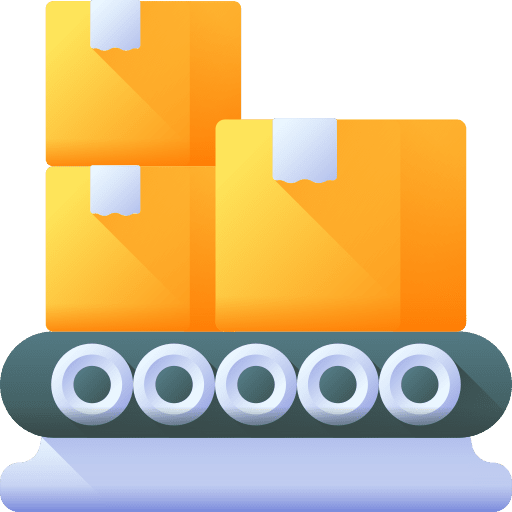 Assembly line manufacturing delivery box industry icon Assembly line manufacturing delivery box industry icon