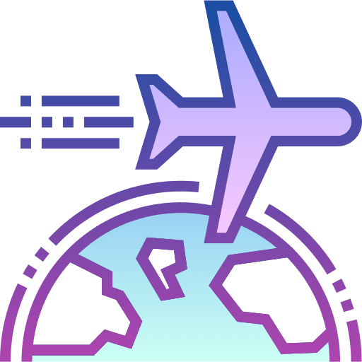 Airplane world planet around icon