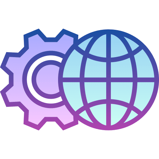 Management strategy global world grid icon Management strategy global world grid icon