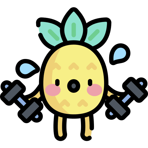 Exercise pineapple character dumbbells icon Exercise pineapple character dumbbells icon