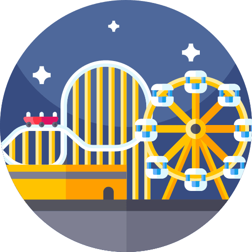 Amusement park scenery rollercoaster ferris wheel icon Amusement park scenery rollercoaster ferris wheel icon