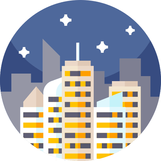 City landscape skyscrapers skyline icon