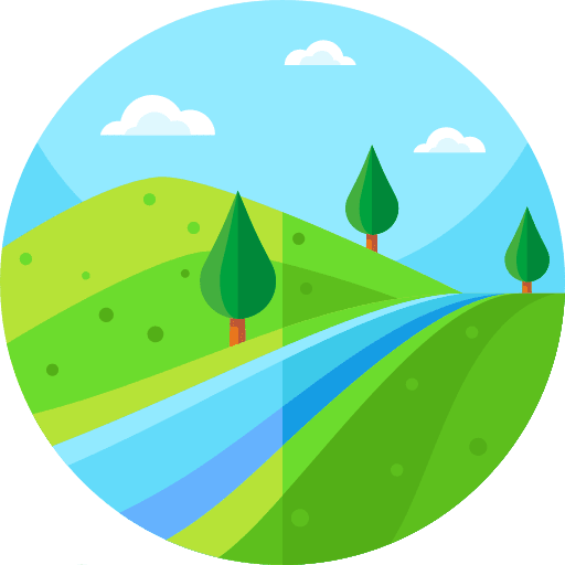 River landscape valley hills icon River landscape valley hills icon