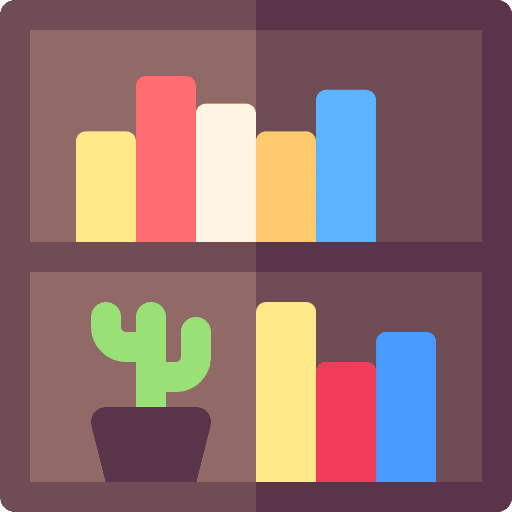 Bookshelf furniture and household library interior decoration icon