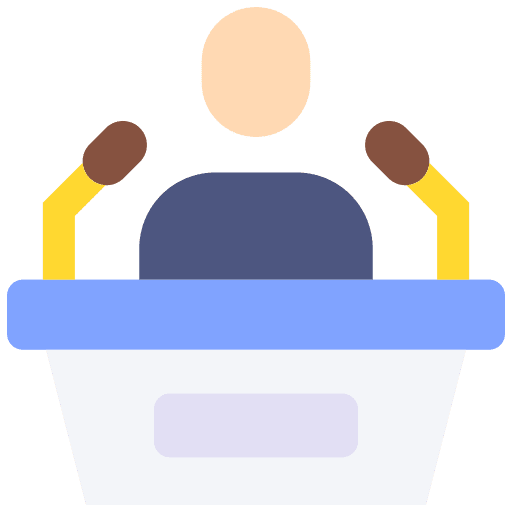 Conference podium speech chief icon Conference podium speech chief icon