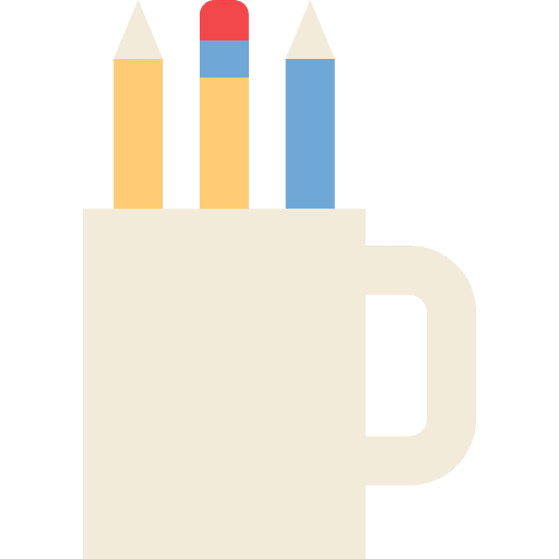 Pencil mug ruler pencil icon