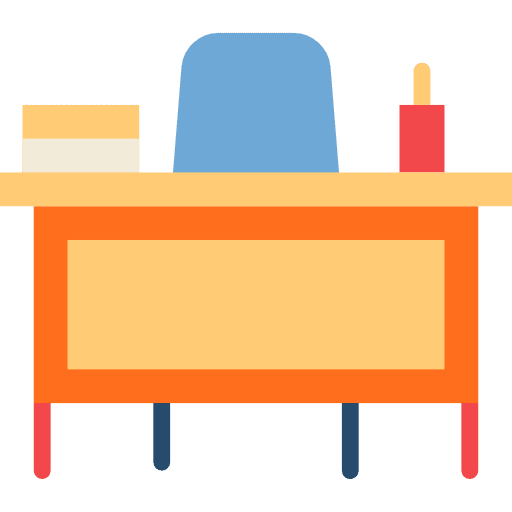 Teacher desk classroom chair education icon