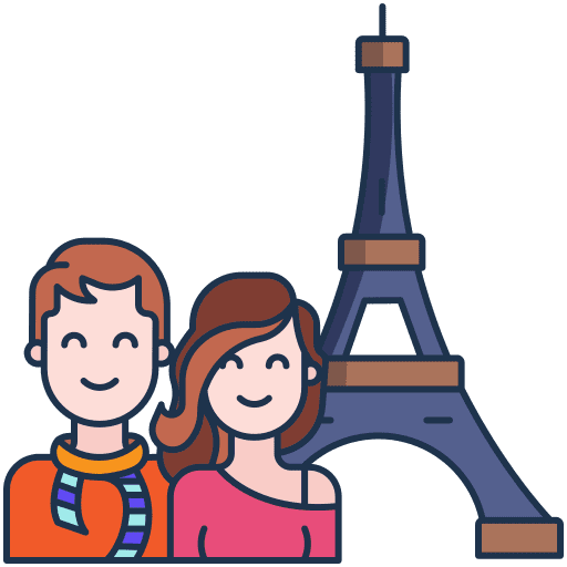 Couple honeymoon family airplane icon