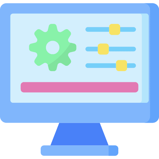 Setup computer cogwheel desktop icon