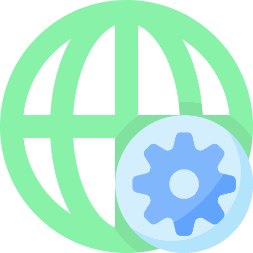 Network seo and web networking gear icon