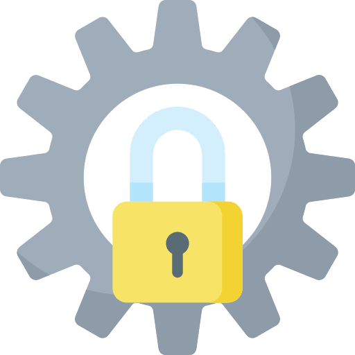 Gear padlock locked privacy icon