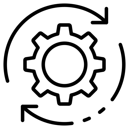 Setting circular arrows management cogwheel icon