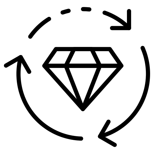 Diamond precious stone circular arrows business and finance icon