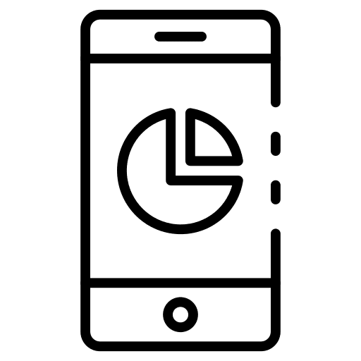 Pie chart smartphone stats graph icon