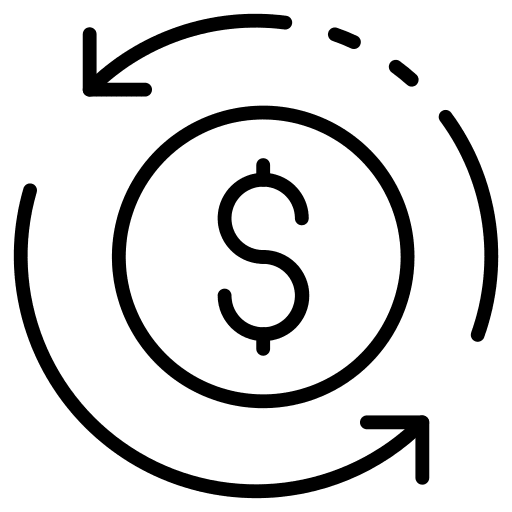 Dollar coin business and finance money circular arrows icon