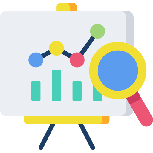 Analysis graph statistic loupe icon