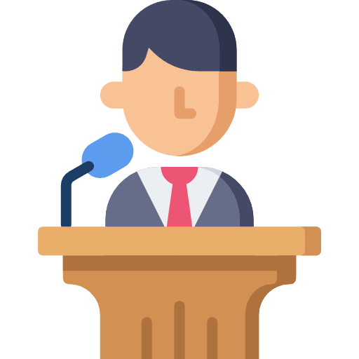 Conference public speaking business man user icon Conference public speaking business man user icon