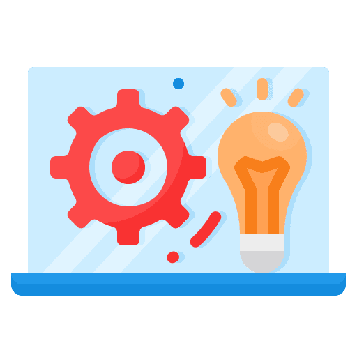 Front end idea gear digital marketing icon Front end idea gear digital marketing icon