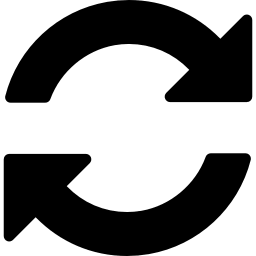 Circle of two clockwise arrows rotation two reset circle icon