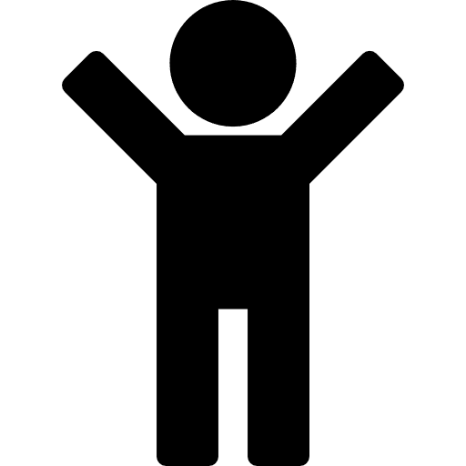 Man silhouette with raised arms silhouette male people icon