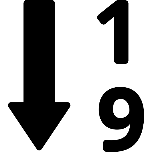 Numeric ascending sort ascending numbers interface icon