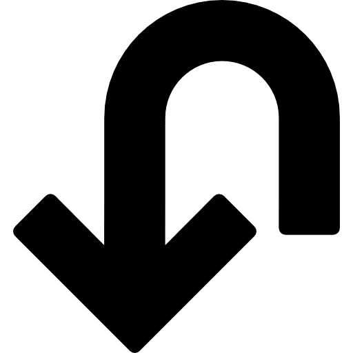 Arrow down curve down curved arrow icon