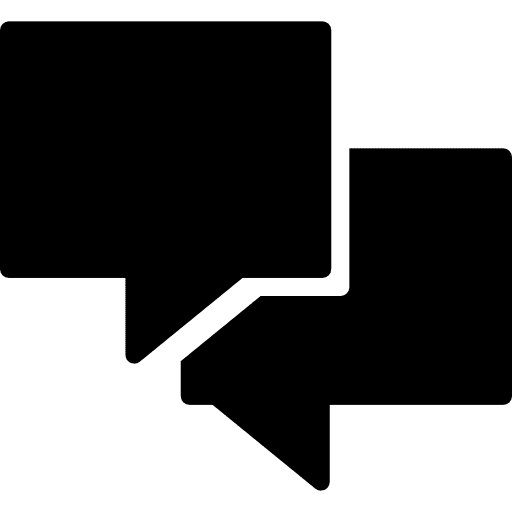 Chat of a couple of filled rectangular speech bubbles communication two interface icon