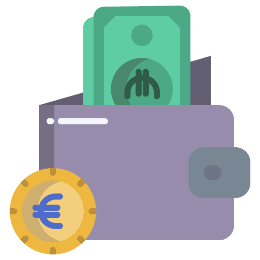 Wallet euro currency cash icon