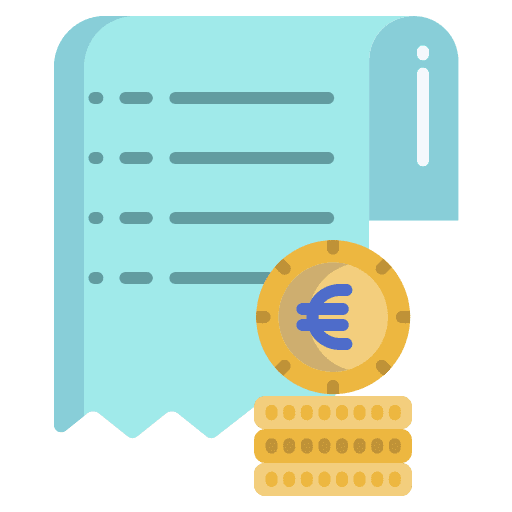 Receipt invoice euro ticket icon
