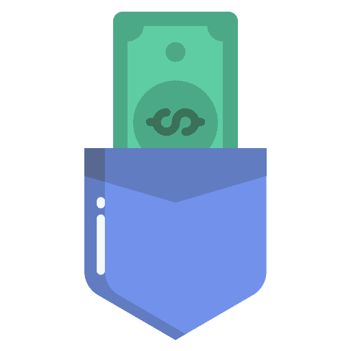 Pocket dollar pocket bribe icon