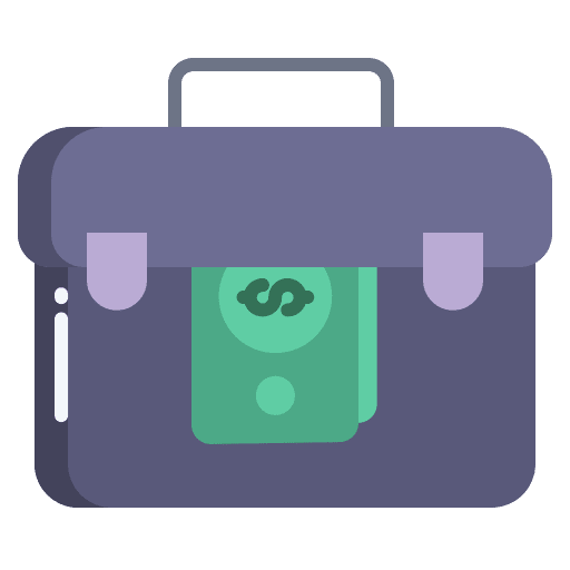 Briefcase money investment bag icon