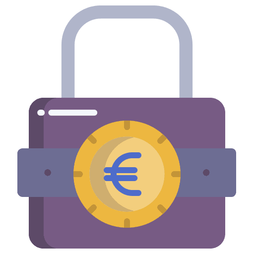 Lock confidential euro bank icon
