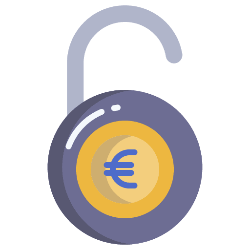 Unlocked padlock euro unsecure icon