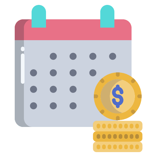 Calendar fiscal salary coins icon