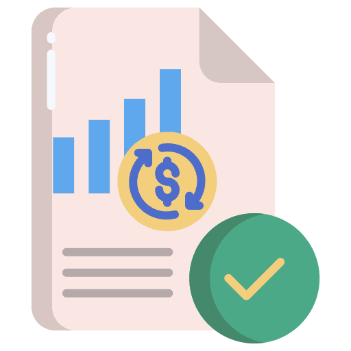 Document business and finance dollar bank icon