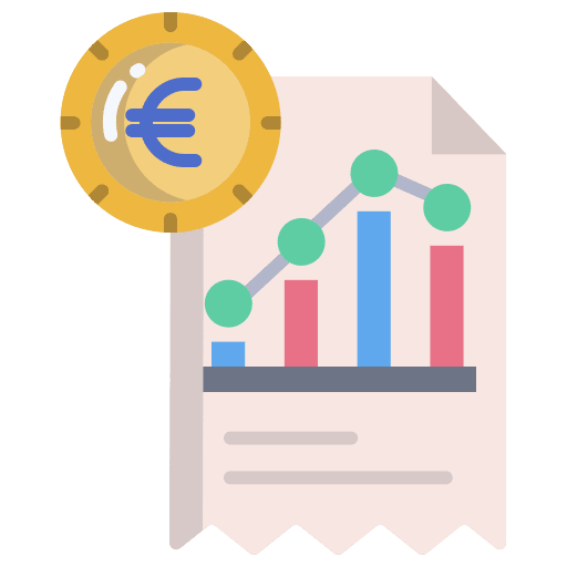 Document market business and finance analysis icon