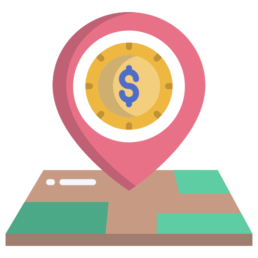 Map business pin finance icon