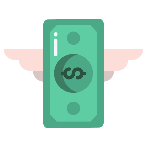 Money wings flying dollar icon