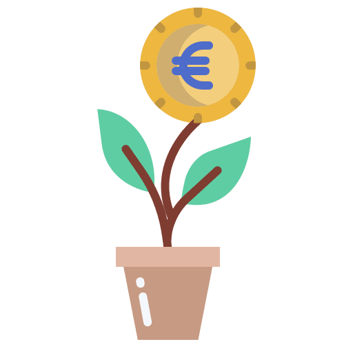Plant growth coin economy icon