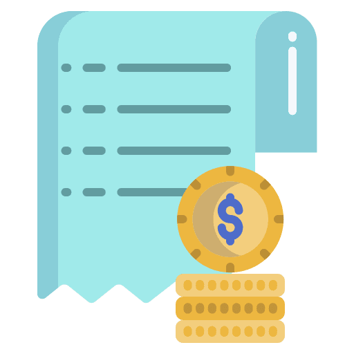 Receipt payment invoice ticket icon