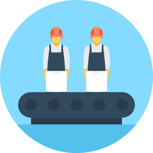 Conveyor industry workers technology icon