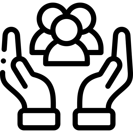 Social care awareness technical support help icon