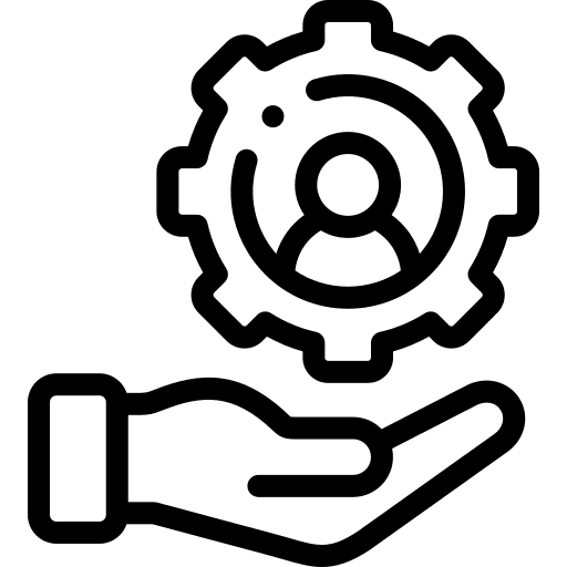 Gear hand consolidation service icon Gear hand consolidation service icon