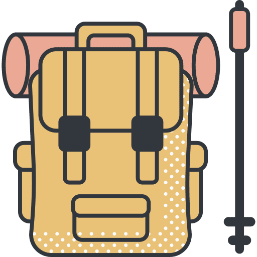 Hiking backpack bag holidays icon