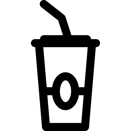 Paper cup with a drinking straw soda straw cup icon