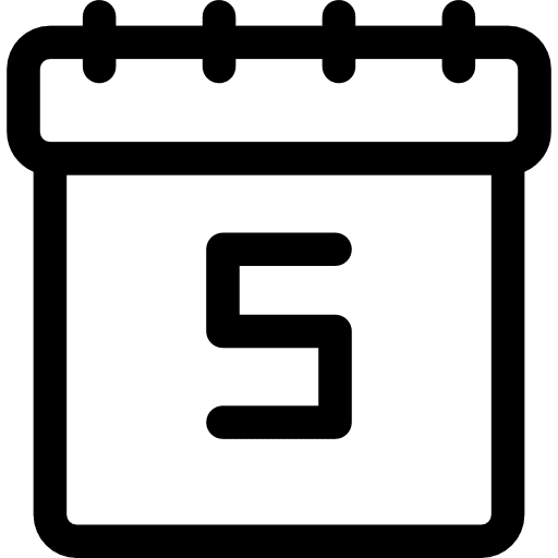 Calendar with day 5 five date appointment icon